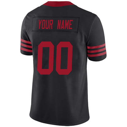 Custom SF.49ers Black Elite Football Jersey -Stitched American Jerseys