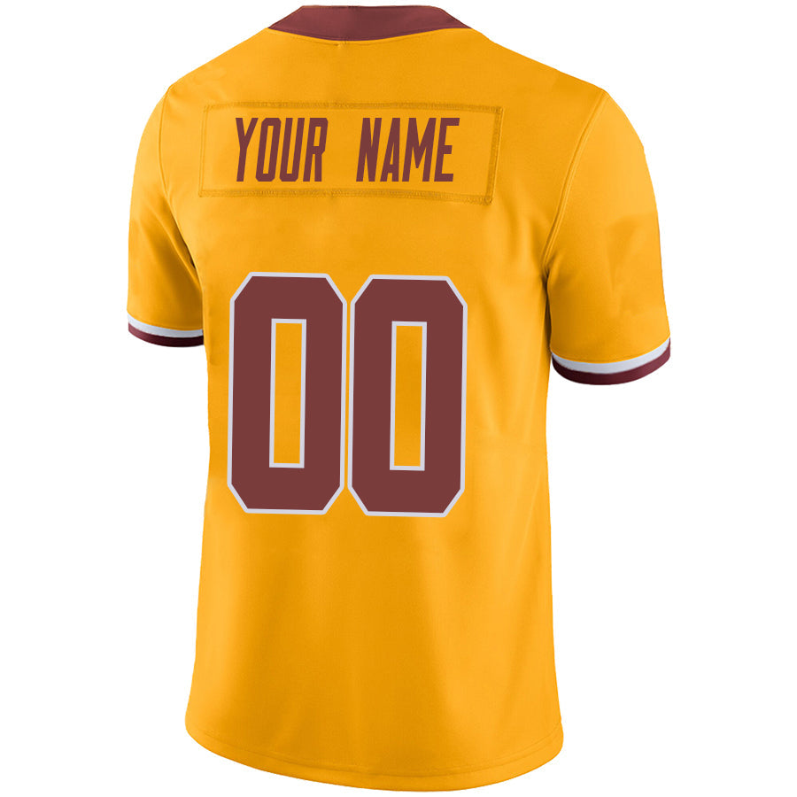 Custom W.Commanders Gold Game Football Jersey -Stitched American Football Jerseys