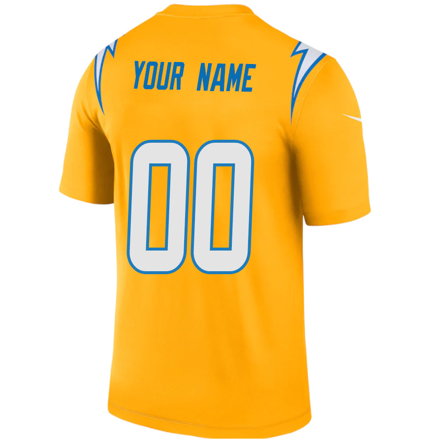 Custom LA.Chargers Gold Game Jersey  -Stitched Football Jerseys