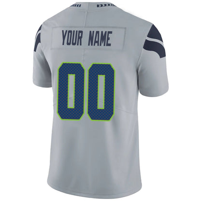 Custom S.Seahawks Gray Game Jersey -Stitched American Football Jerseys