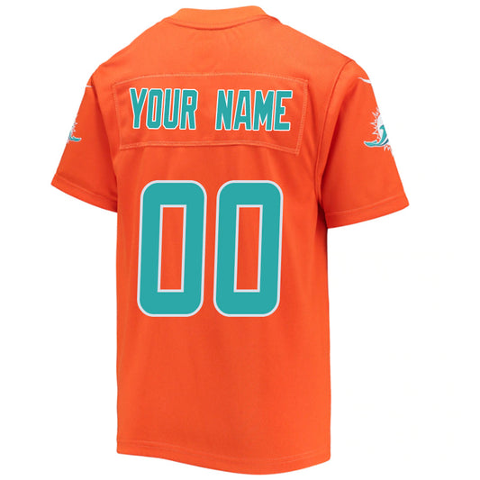 Custom M.Dolphins Orange Game Jersey -American Stitched Football Jerseys