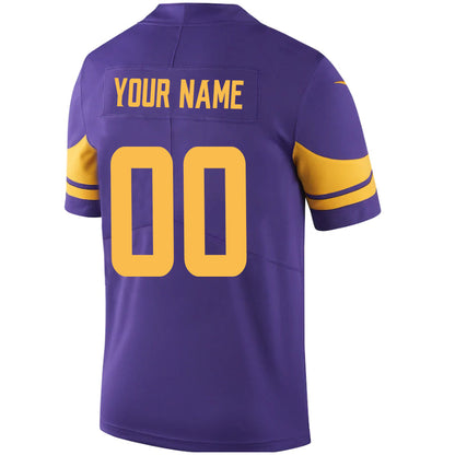 Custom MN.Vikings Purple Game Jersey -American Stitched Football Jerseys