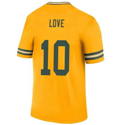 GB.Packer #10  Jordan Love Gold Player Game Stitched Football Jerseys