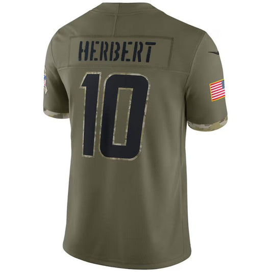 #10 Justin Herbert Player LA.Chargers Olive Salute To Service Limited Football Jerseys