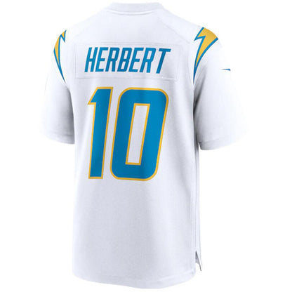 #10 Justin Herbert Player LA.Chargers White Game Football Jerseys