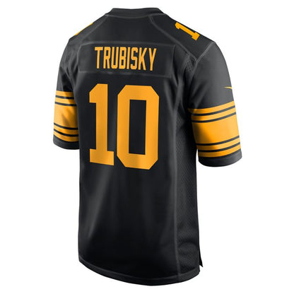 P.Steelers #10 Mitch Trubisky Player Replica Color Rush Black Stitched American Football Jerseys