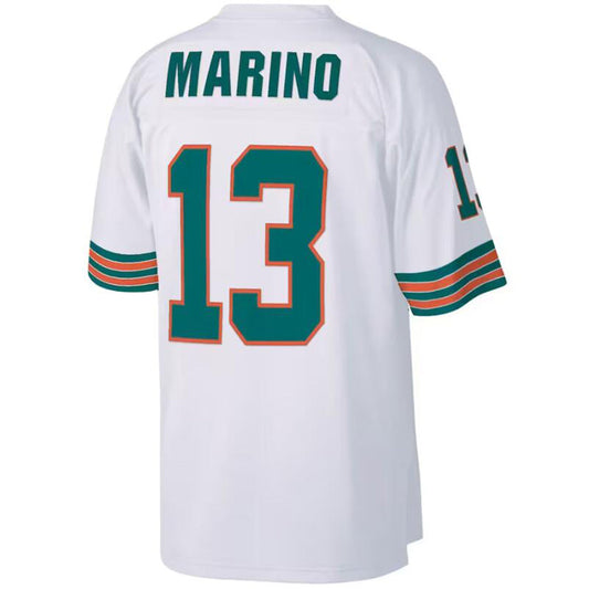 #13 Dan Marino Player M.Dolphins White Mitchell & Ness White Authentic Throwback Retired Football Jerseys