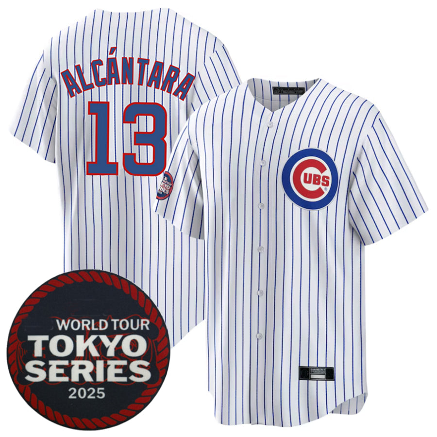 C.Cubs #13 Kevin Alcántara Player White 2025 World Tour Tokyo Series Home Stitched Baseball Jerseys