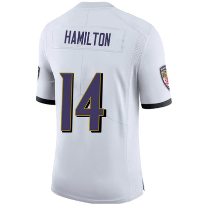 B.Ravens #14 Kyle Hamilton Player White Game Jerseys American Stitched Football Jerseys