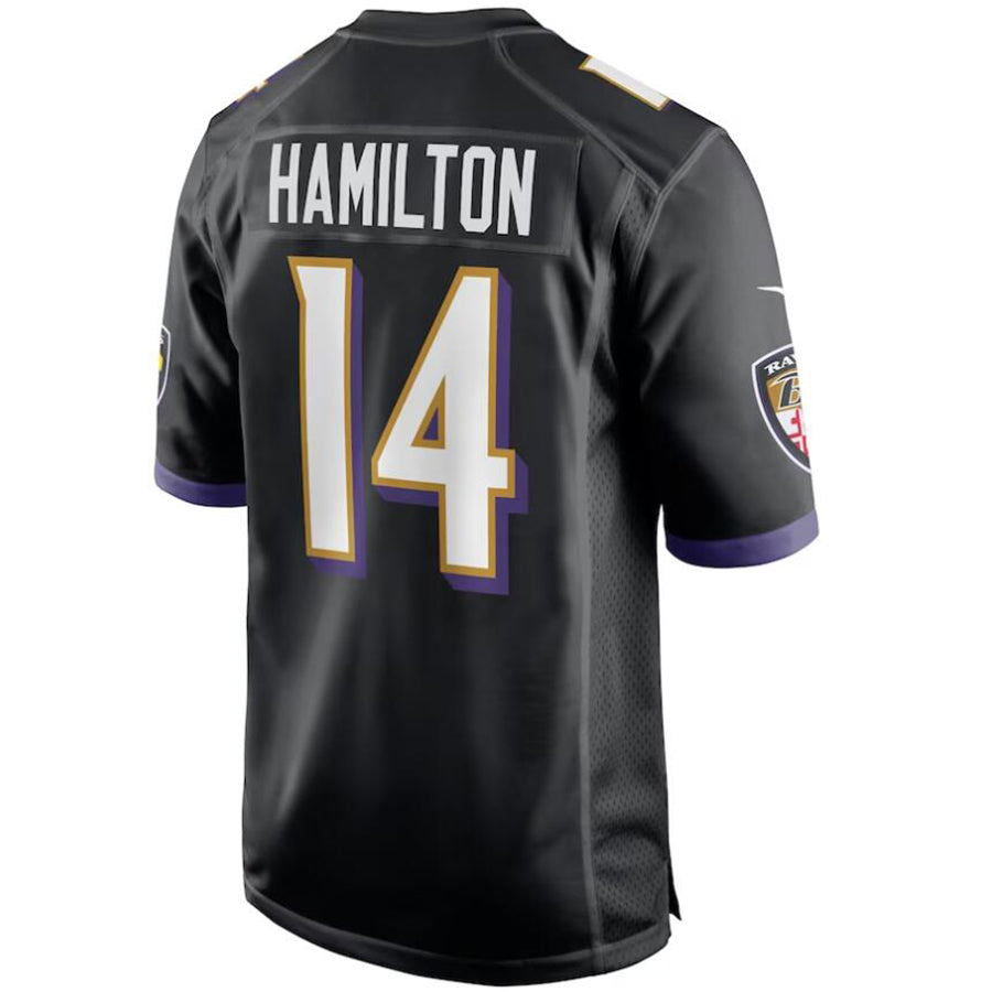 B.Ravens #14 Kyle Hamilton Player Black Game Jerseys American Stitched Football Jerseys