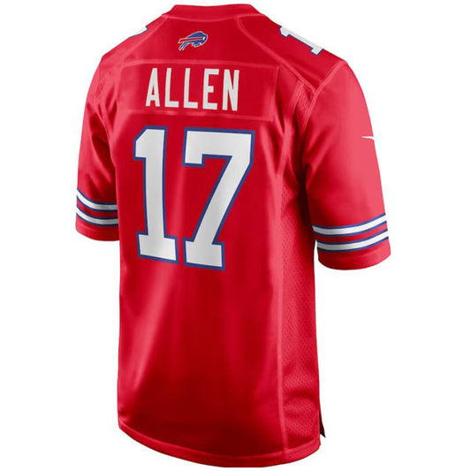 B.Bills #17 Josh Allen Red Player Game Jersey American Stitched Football Jerseys