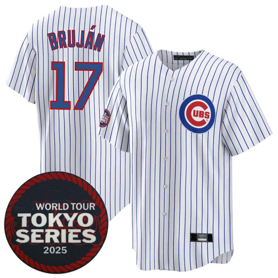 C.Cubs #17 Vidal Bruján Player White 2025 World Tour Tokyo Series Home Stitched Baseball Jerseys