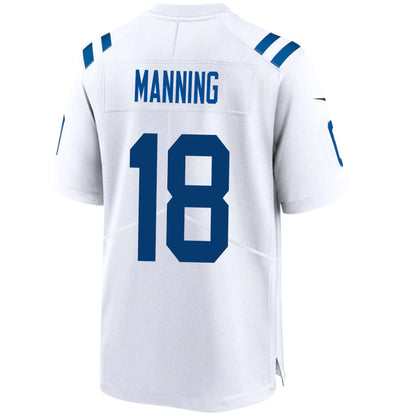 IN.Colts #18 Peyton Manning Player White Stitched Game Football Jerseys