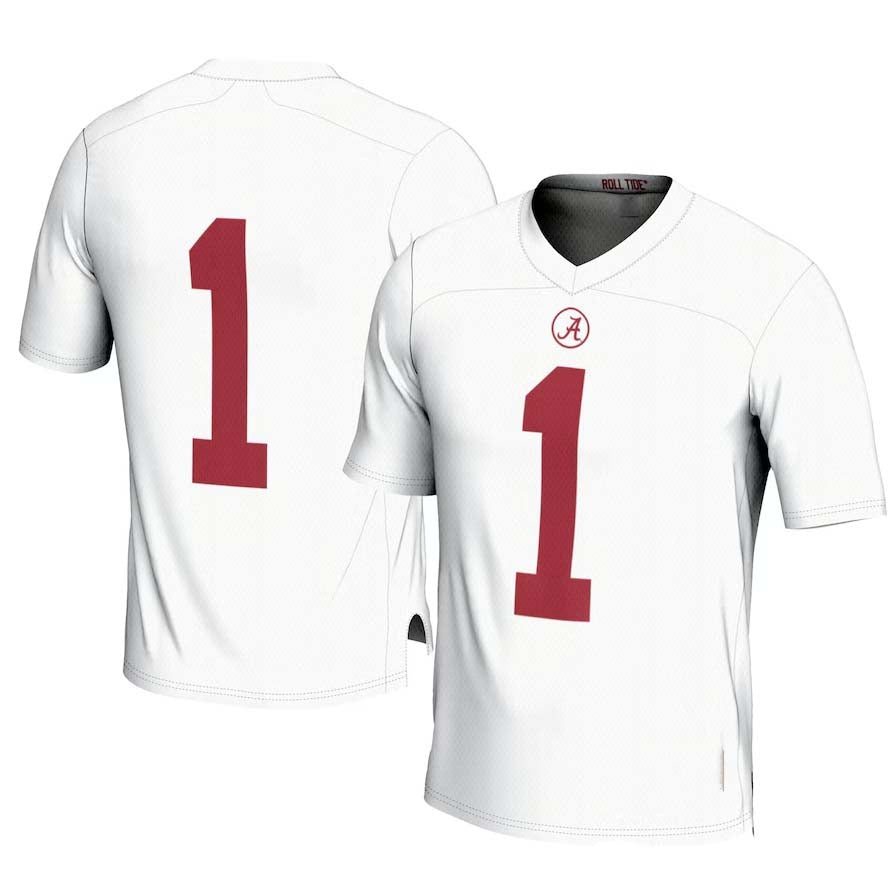 #1 A.Crimson Tide Player Football Jersey - White Stitched American College Jerseys