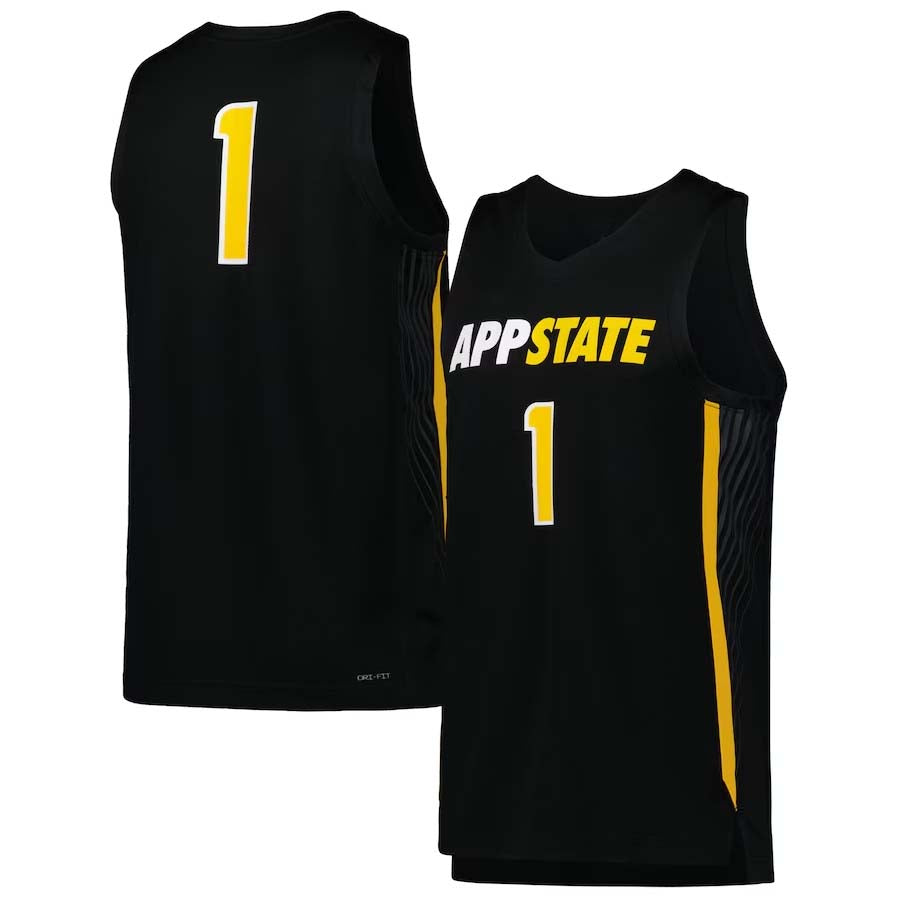 A.State Mountaineers #1 Player Replica Basketball Jersey - Black Stitched American College Jerseys