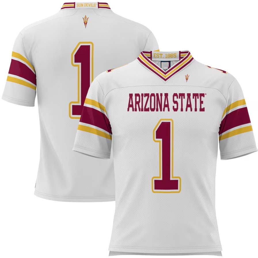 A.State Sun Devils #1 Player Game Football Jersey - White Stitched American College Jerseys