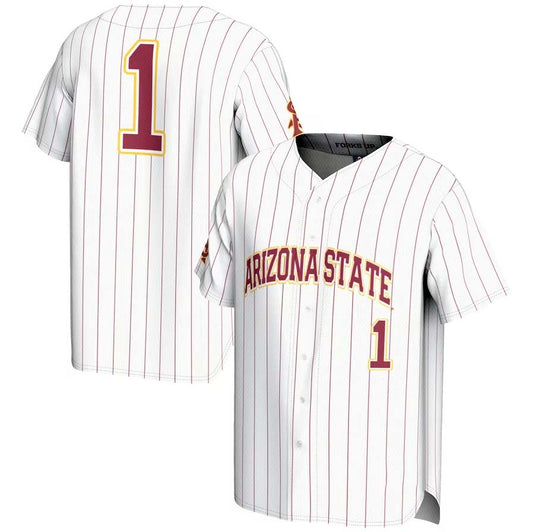 A.State Sun Devils #1 Player Lightweight Baseball Jersey - White Stitched American College Jerseys