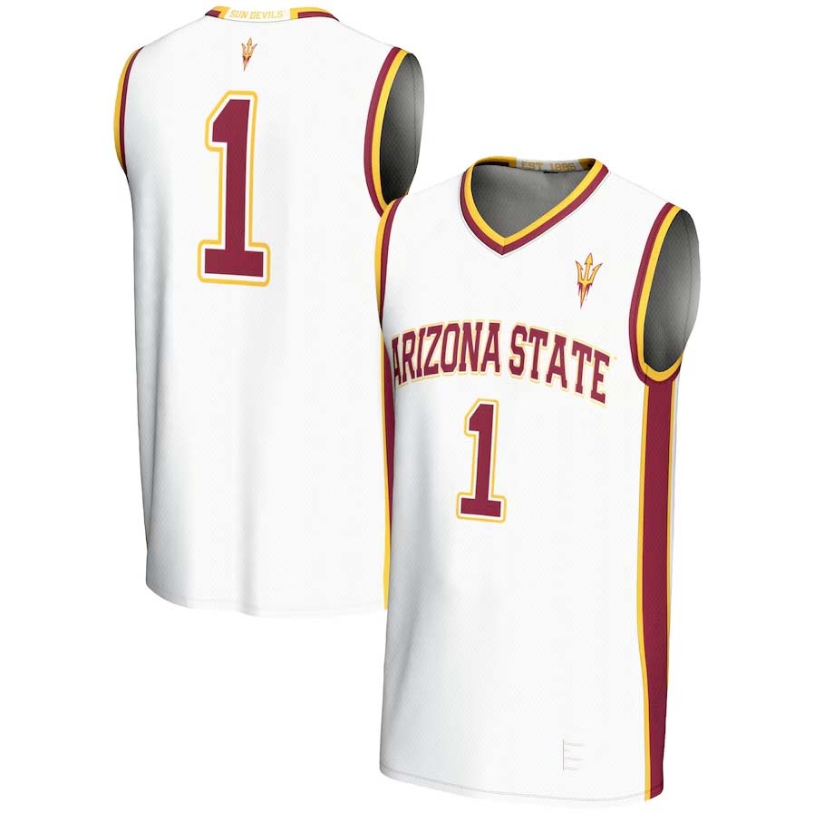 A.State Sun Devils #1  Player GameDay Greats Lightweight Basketball Jersey - White Stitched American College Jerseys