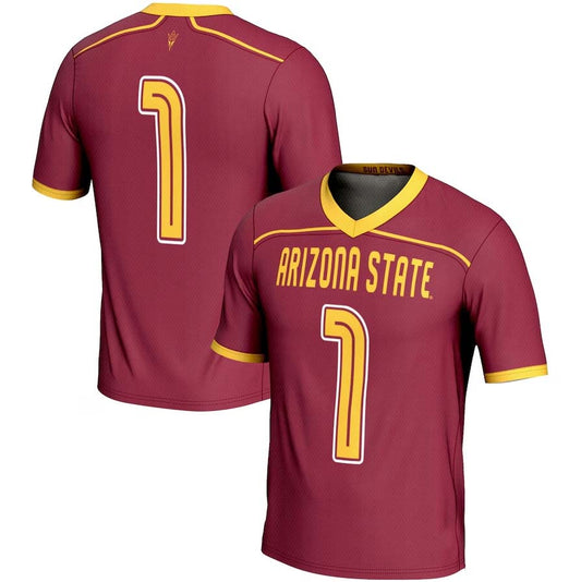 A.State Sun Devils #1 Player Lightweight Lacrosse Jersey - Maroon Stitched American College Jerseys