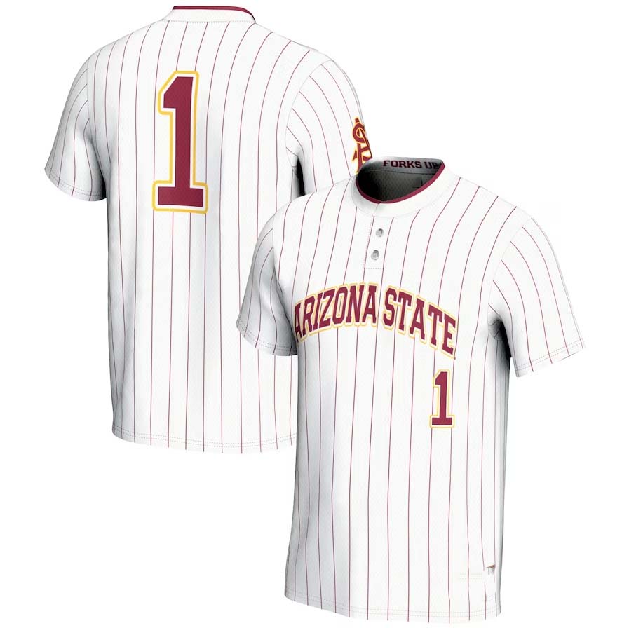 A.State Sun Devils #1 Player Lightweight Softball Jersey - White Stitched American College Jerseys