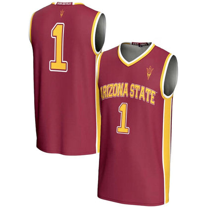 A.State Sun Devils #1 Player Unisex Lightweight Basketball Jerseys - Maroon Stitched American College Jerseys