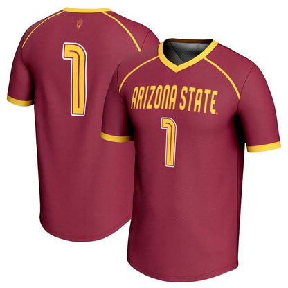 A.State Sun Devils #1 Player Unisex Lightweight Lacrosse Jerseys - Maroon Stitched American College Jerseys