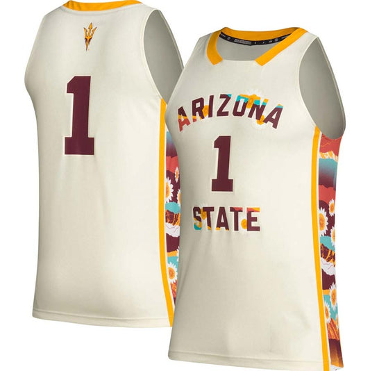 A.State Sun Devils #1 Player Black Excellence Basketball Jerseys - Khaki Stitched American College Jerseys