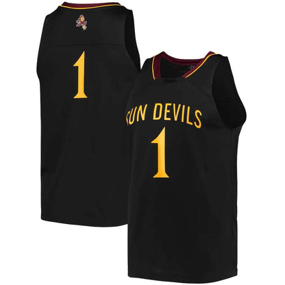 A.State Sun Devils #1 Player Reverse Retro Jersey - Black Stitched American College Jerseys