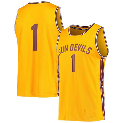 A.State Sun Devils #1 Player Reverse Retro Jersey - Gold Stitched American College Jerseys