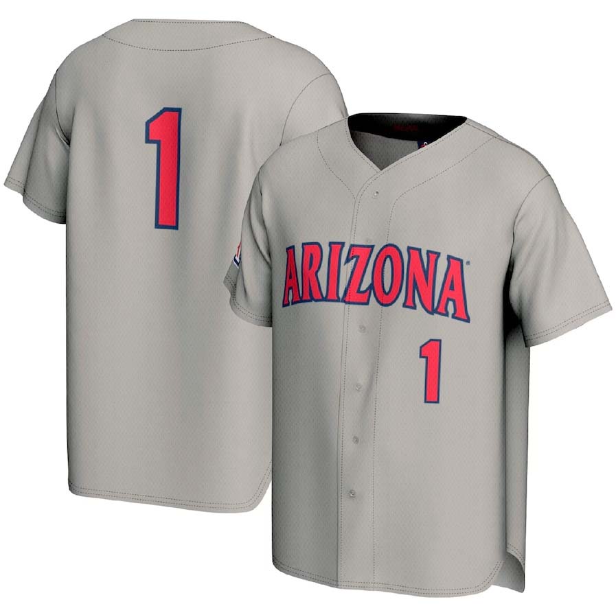 A.Wildcats #1 Player Lightweight Fashion Baseball Jerseys - Gray Stitched American College Jerseys