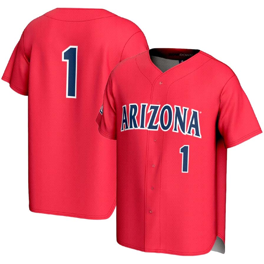 A.Wildcats #1 Player Lightweight Baseball Fashion Jerseys - Red Stitched American College Jerseys