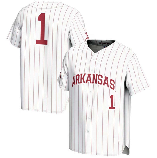 A.Razorbacks #1 Player Lightweight Baseball Jersey - White Stitched American College Jerseys