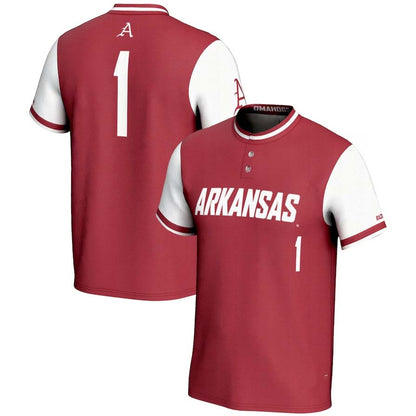 A.Razorbacks #1 Player Lightweight Softball Jersey - Crimson Stitched American College Jerseys