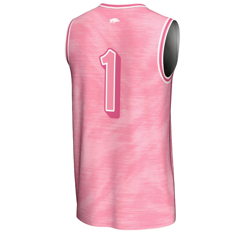 A.Razorbacks #1 Player Unisex Lightweight Basketball Jersey - Pink Stitched American College Jerseys