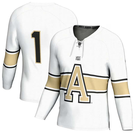 A.Black Knights #1 Player Hockey Fashion Jersey - White Stitched American College Jerseys