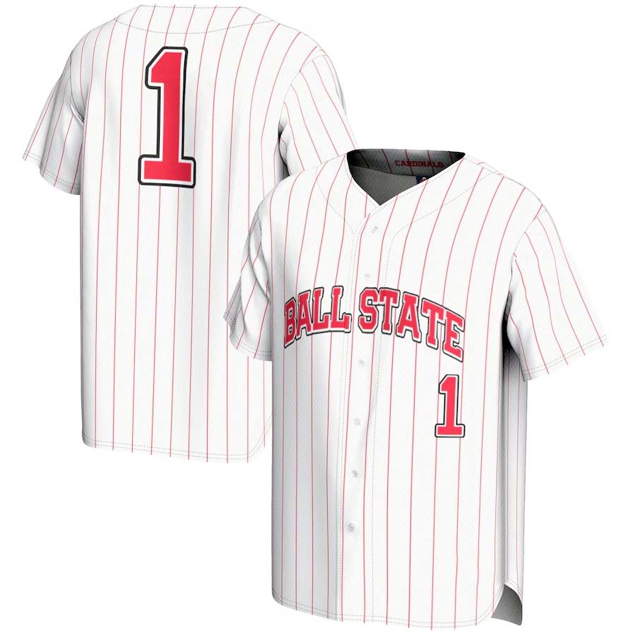 B.State Cardinals #1 Player Lightweight Baseball Fashion Jerseys - White Stitched American College Jerseys