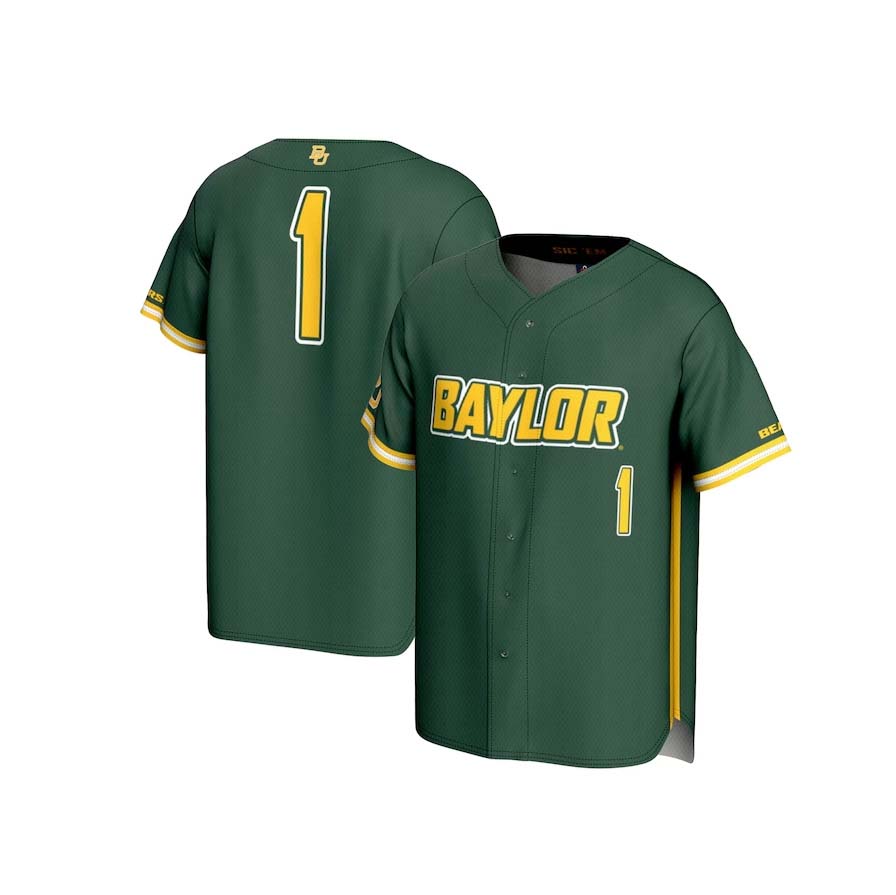 B.Bears #1 Player Unisex Lightweight Baseball Fashion Jersey - Green Stitched American College Jerseys