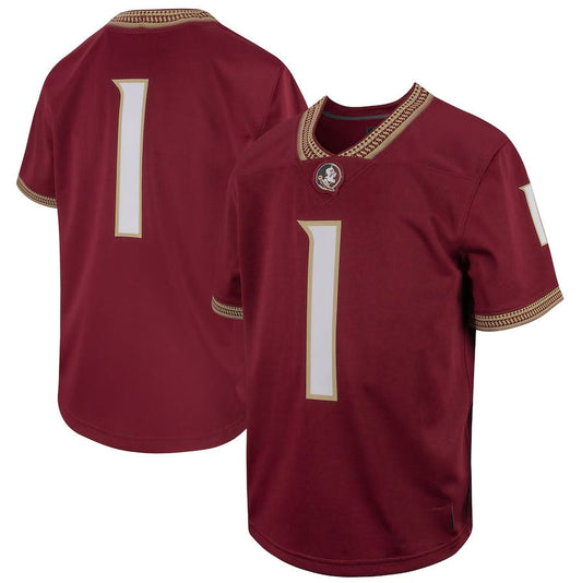 F.State Seminoles #1 Player Football Game Jerseys - Garnet American College Jerseys