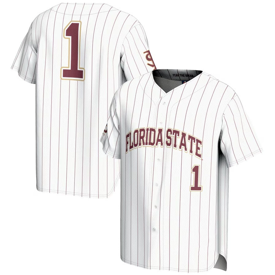 F.State Seminoles #1 Player GameDay Greats Lightweight Baseball Jerseys - White American College Jerseys