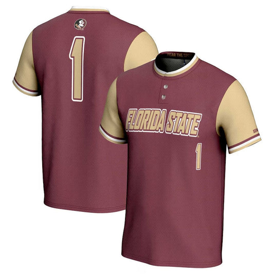 F.State Seminoles #1 Player Game Jersey Lightweight Softball Jersey - Garnet American College Jerseys