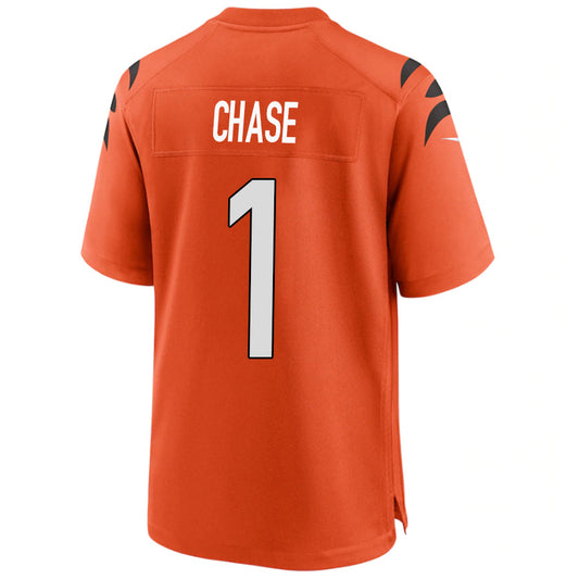 C.Bengals #1 Ja'Marr Chase Orange Player Game Football Jerseys