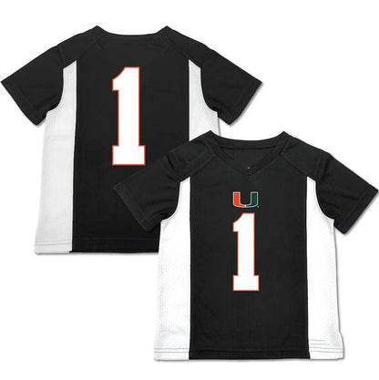 M.Hurricanes #1 Player Game Football Jerseys - Black American College Jerseys