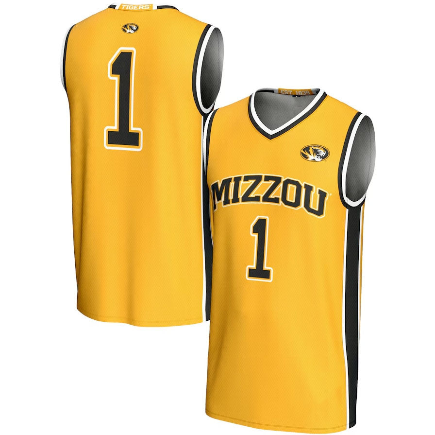 M.Tigers #1 Player Lightweight Basketball Jersey - Gold American College Jerseys