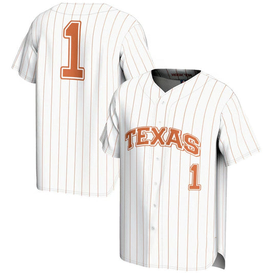 #1 T.Longhorns Player GameDay Greats Lightweight Baseball Jersey - White American College Jerseys