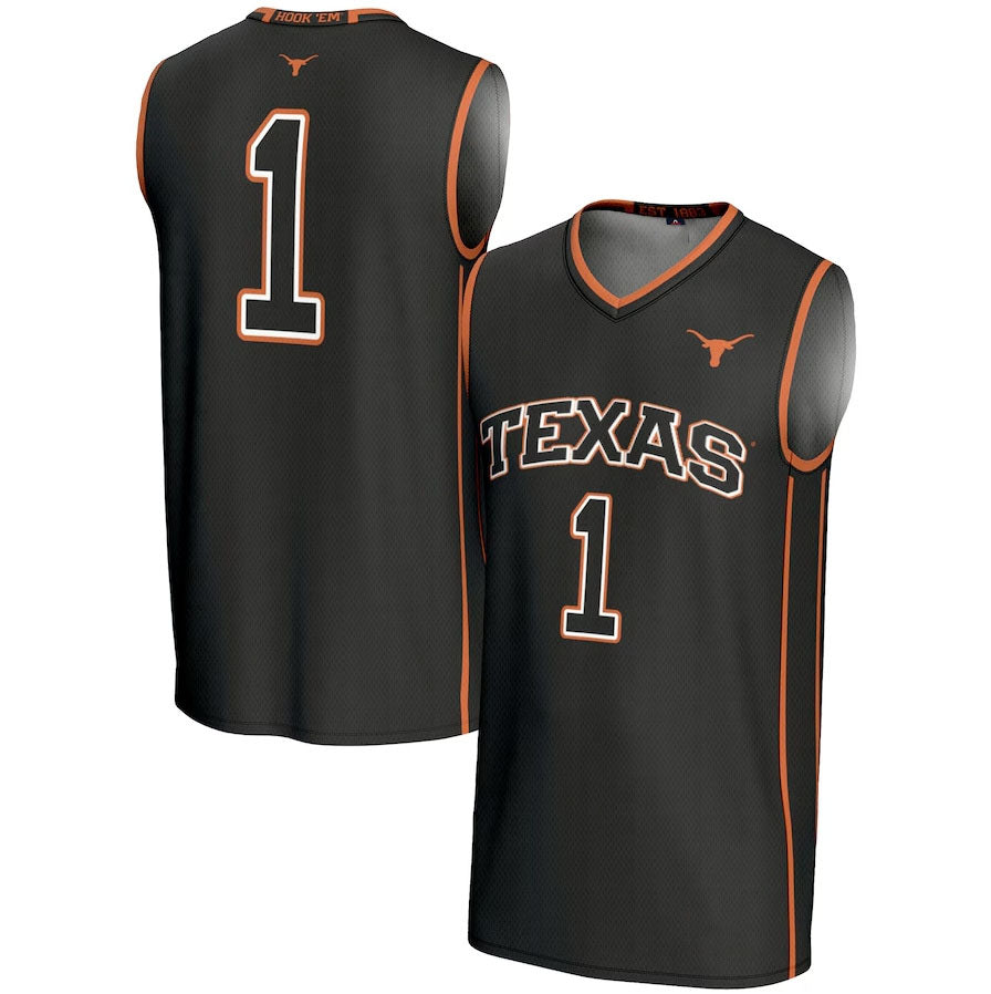 #1 T.Longhorns Player Replica Lightweight Basketball Jersey - Black American College Jerseys