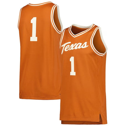 #1 T.Longhorns Player Retro Replica Basketball Jersey - Cream American College Jerseys