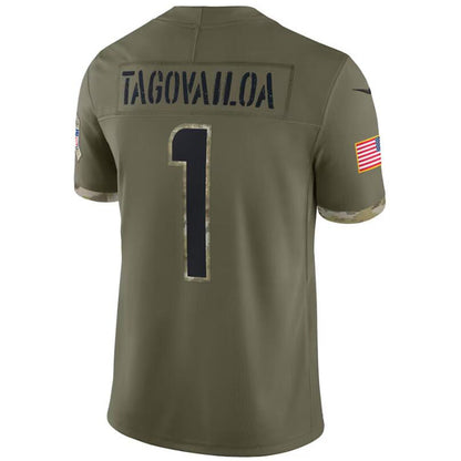 #1 Tua Tagovailoa Player M.Dolphins Olive Salute To Service Limited Football Jerseys