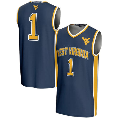 W.Virginia Mountaineers #1 Player Lightweight Game Basketball Jerseys - Navy American College Jerseys