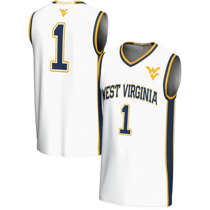 W.Virginia Mountaineers #1 Player Lightweight Basketball Jersey - White American College Jerseys