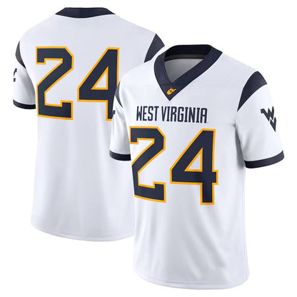 W.Virginia Mountaineers #24 Player Game Jersey - White American College Jerseys